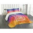 thumbnail image 3 of Ambesonne Live Laugh Love Quilted Bedspread Set 3 Pcs, Famous Slogan, Queen Size, Multicolor, 3 of 5