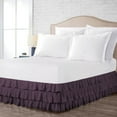 thumbnail image 2 of CCNY 18" Inch Drop Multi Ruffled Bed Skirt Olympic Queen Size 100% Microfiber Made Plum Color, 2 of 6