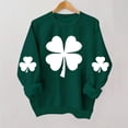 thumbnail image 4 of St. Patrick's Day Sweatshirt for Women Watercolor Shamrock Graphic Crewneck Long Sleeve Ribbed Cuffs Loose Fit Festive Clothes Pullover Top, 4 of 4