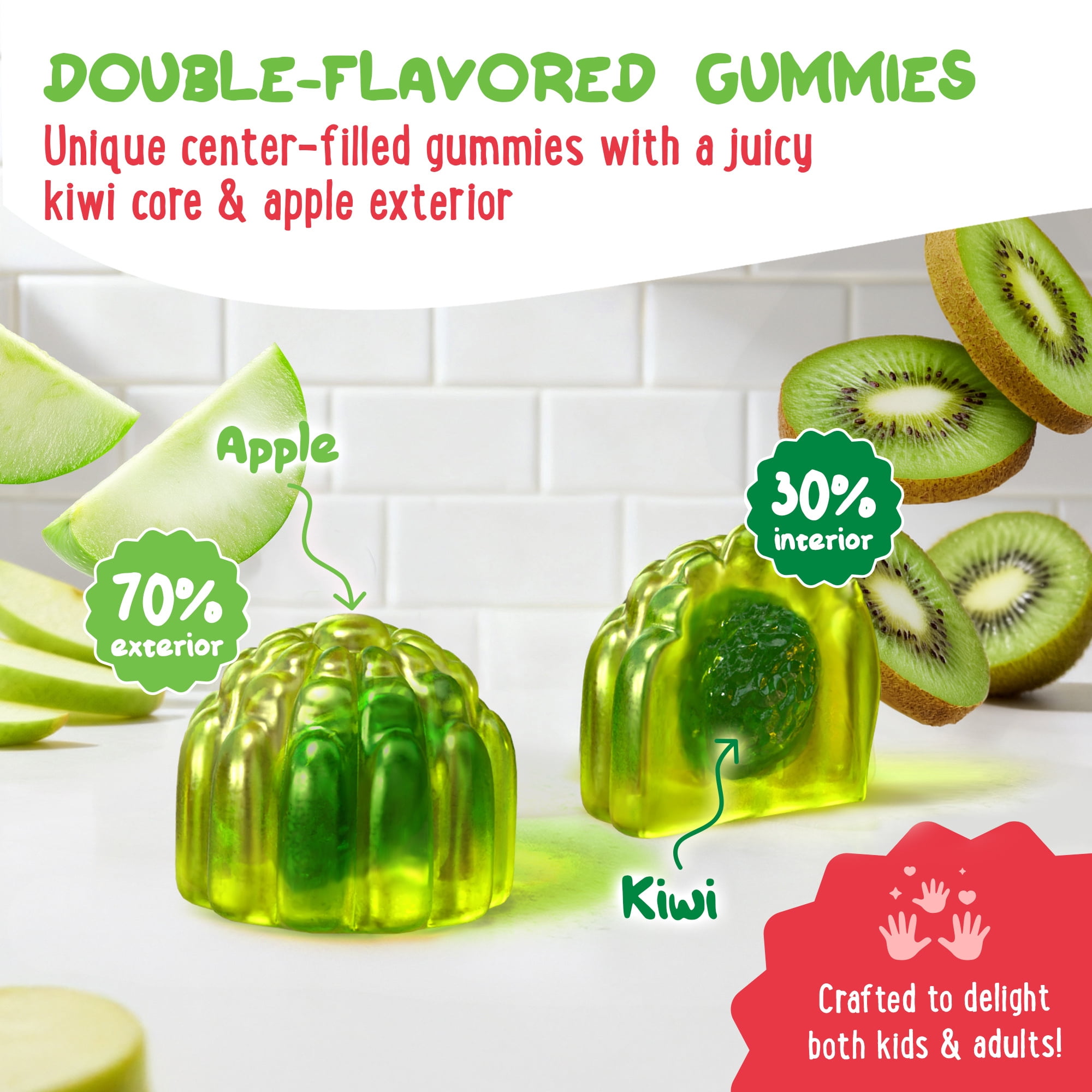 Center-Filled Magnesium Glycinate Gummies 400MG - High Absorption for Kids, Teens & Adults - Supplement for Sleep, Calm & Muscle Relaxation with B6 & D3 - Gluten Free & Vegan Friendly - 60 Count
