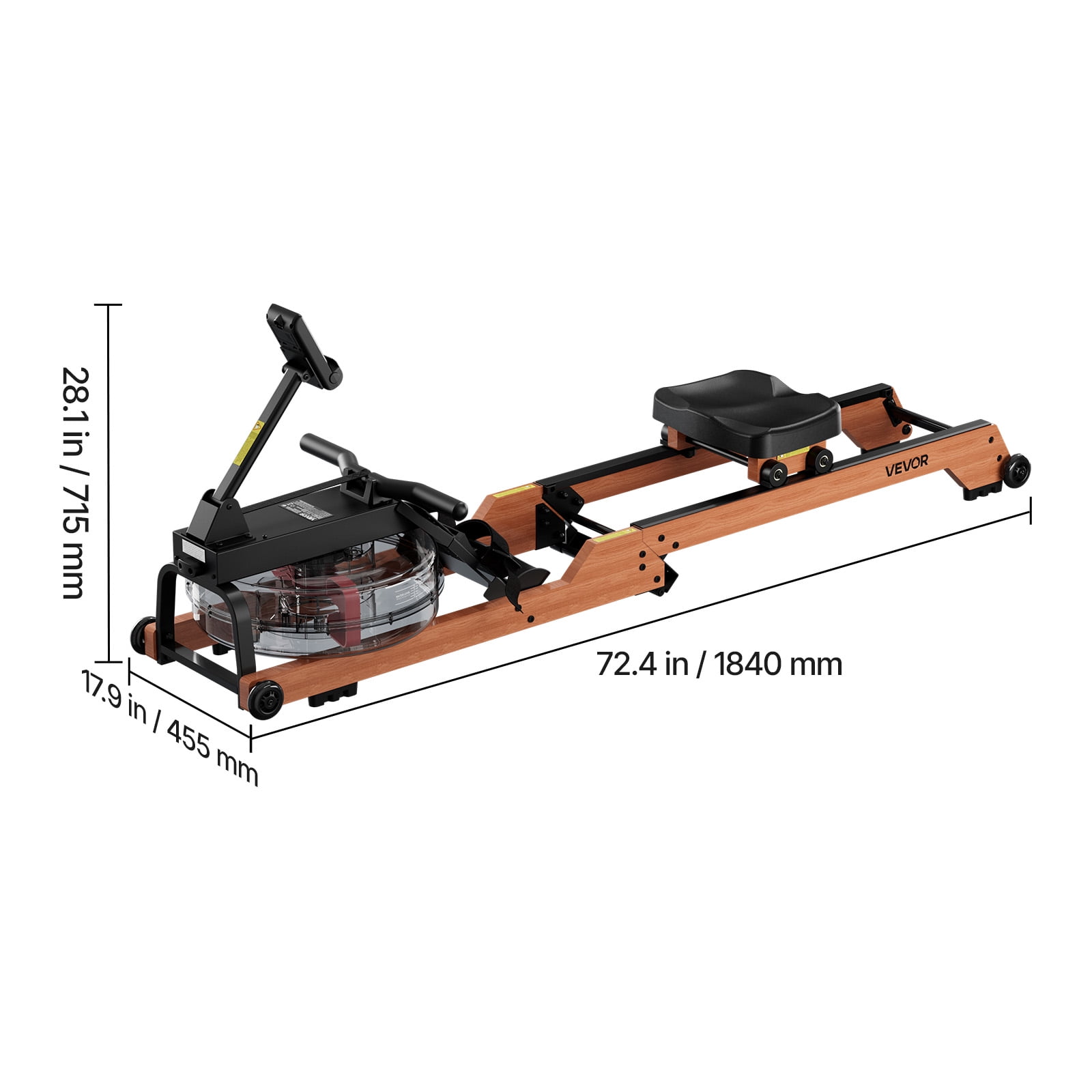 VEVOR Water Rowing Machine, 6-Level Quiet Resistance, Wooden Foldable Rower Machine with 14L Water Tank & LCD Monitor, Bluetooth App Compatible,350LBS Weight Capacity, Immersive Row Machines for Home