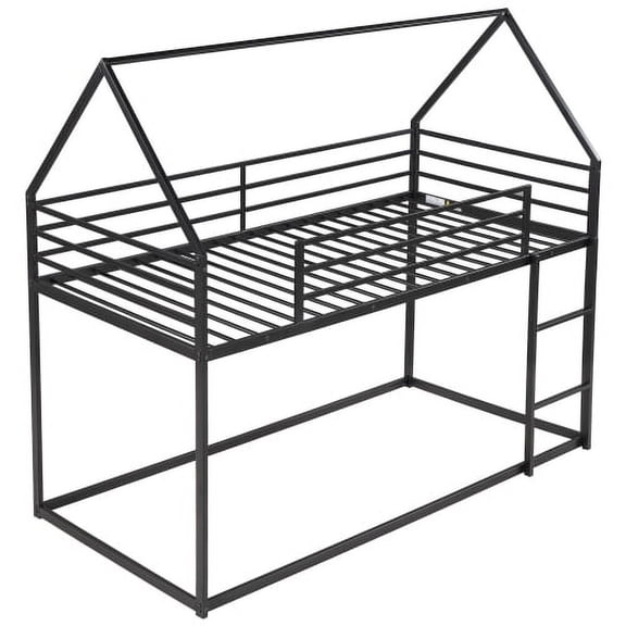 Dtwnek Twin over Twin House Bunk Bed with Ladder, Perfect for Living Room, Bedroom, Black