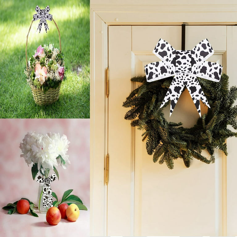 Black & White Cow Print Ribbon Wreath, Cow Wreath, Spring Wreath