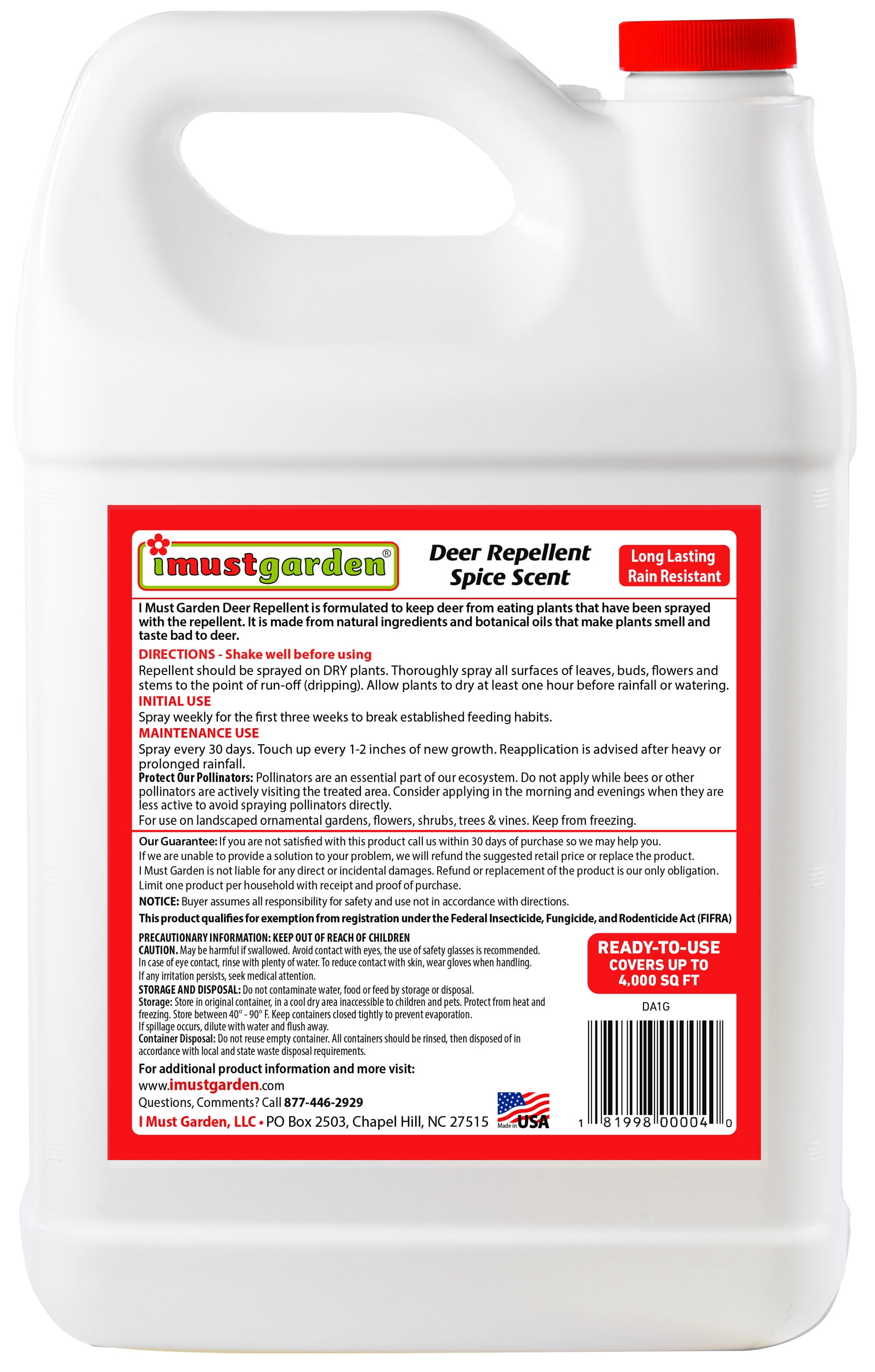 I Must Garden Deer Repellent: Spice Scent - 1 Gallon Ready to Use Refill