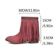 thumbnail image 5 of Dakaela Womens Ankle Fringe Boots Round Toe Suede Tassel Flat Short Booties Casual Wedge Dress Moccasins, 5 of 7