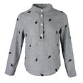 thumbnail image 2 of Blusa Delgada Sunnimix Cuello Manga Larga Rayas Gris Blusas de Mujer, 2 of 8
