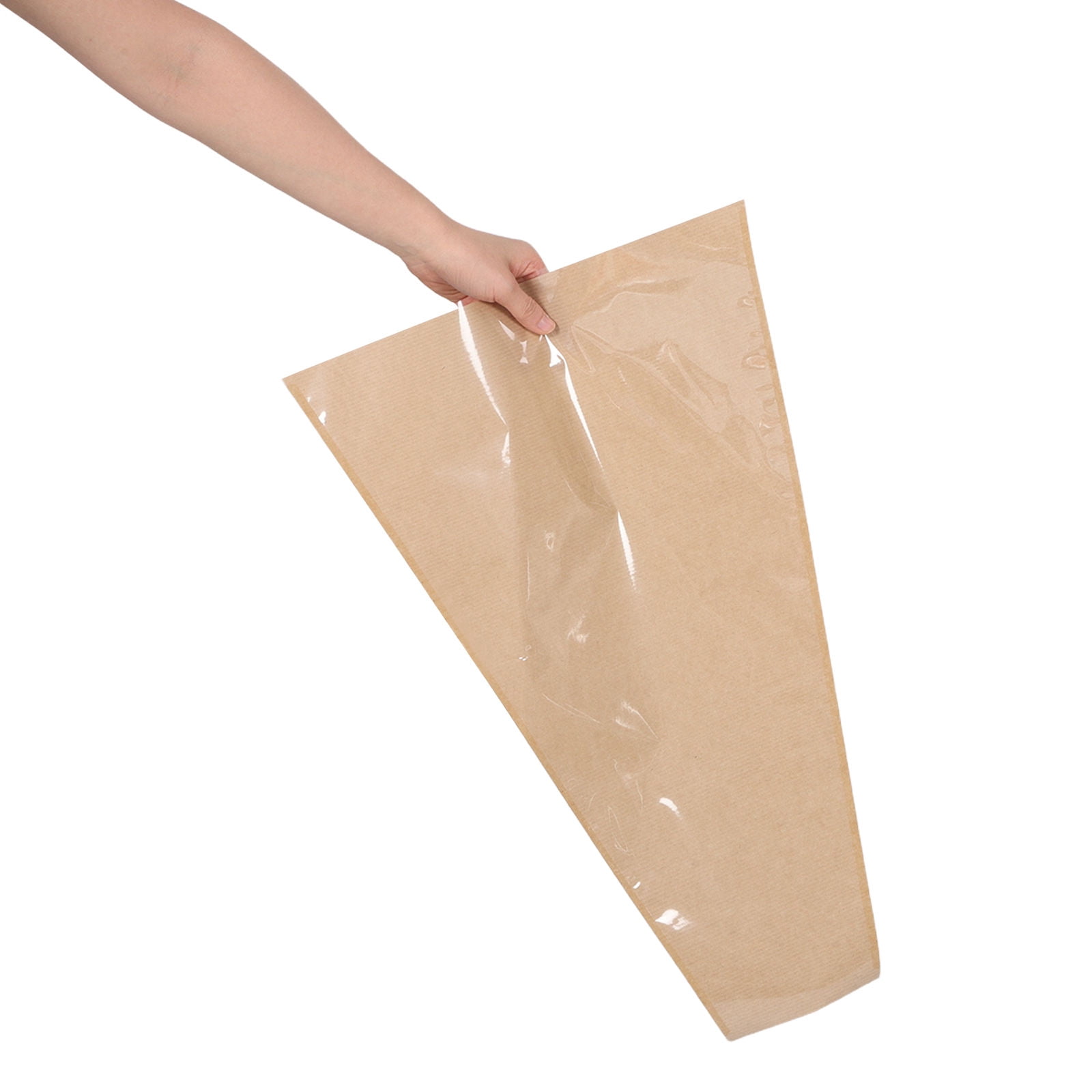 RENACLIPY Clear Floral Wrapping Bags with Brown Paper Design, 50 Pieces for Birthday Party Favors and Decorations