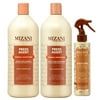 Mizani Press Agent Shampoo 33.8oz + Conditioner 33.8oz + Coco Dew 6.8oz w Processing Caps
