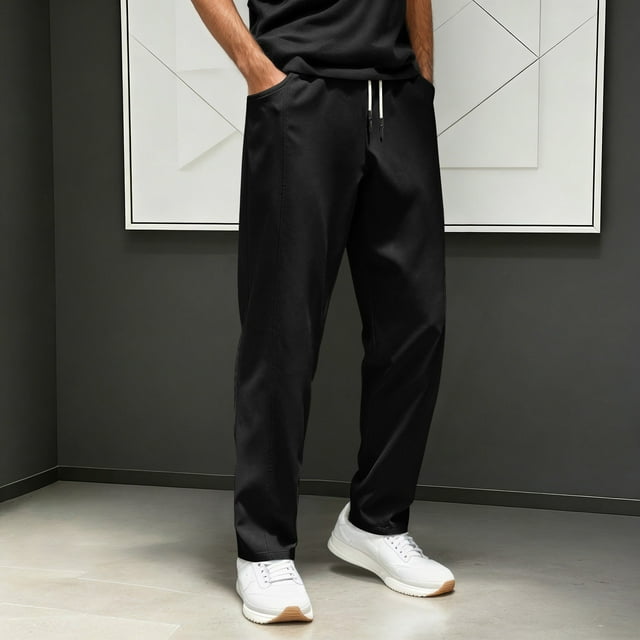 Men's Casual Pants Business Style Tailored Flat Front Trousers For Everyday Comfort And Ready Performance