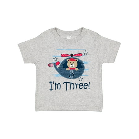 

Inktastic 3rd Birthday Party Boys Helicopter Gift Toddler Boy Girl T-Shirt