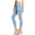 thumbnail image 4 of Wax Jean Women's Juniors Distressed High Rise Ankle Skinny Jeans (11, Light Denim), 4 of 4
