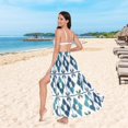 thumbnail image 6 of FORMRS Womens Long Sarong Beach Wrap Semi-Sheer Bikini Skirt Bathing Swimsuit Cover Up, Blue Mosaic Pattern, 6 of 7