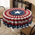 thumbnail image 4 of CuiLiyq 4th of July Round Tablecloth, 60 Inch Red White and Blue Star Independence Day Patriotic Table Cloth, Memorial Day Table Cover for Party Picnic Kitchen Dinner Decor, 4 of 6