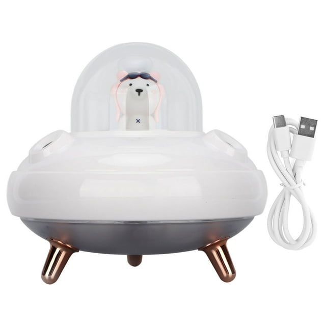 UFO lindo mini humidificador 500 ml boquillas dobles pequeño humidificador de niebla fría para oficina viajes dormitorio habitación de bebé coche blanco