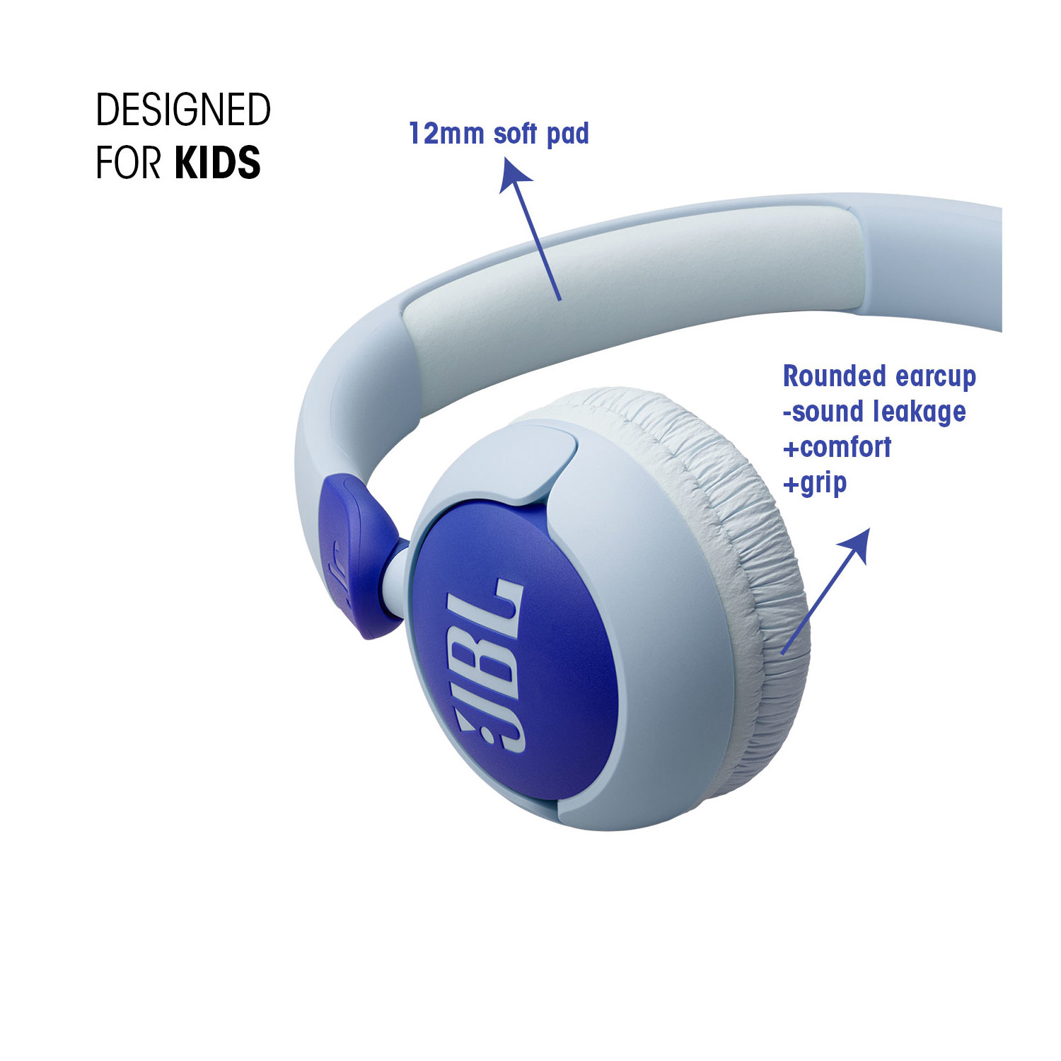 JBL Junior 320 Wired On-Ear Kids Headphones, Blue photo 4