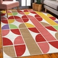 thumbnail image 3 of Retro Decorative Rug, Pop Art Funky Unusual Geometric Forms Mosaic Style Old Fashioned Graphic, Quality Carpet for Bedroom Dorm and Living Room, 6 Sizes, Ruby White, by Ambesonne, 3 of 4