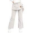 thumbnail image 2 of Mifsaly Girls Skirted Flare Pants Elastic Waist Straight Leg Skort Trousers Kids Cute Casual Bell Bottom Pant with Pockets, 2 of 8