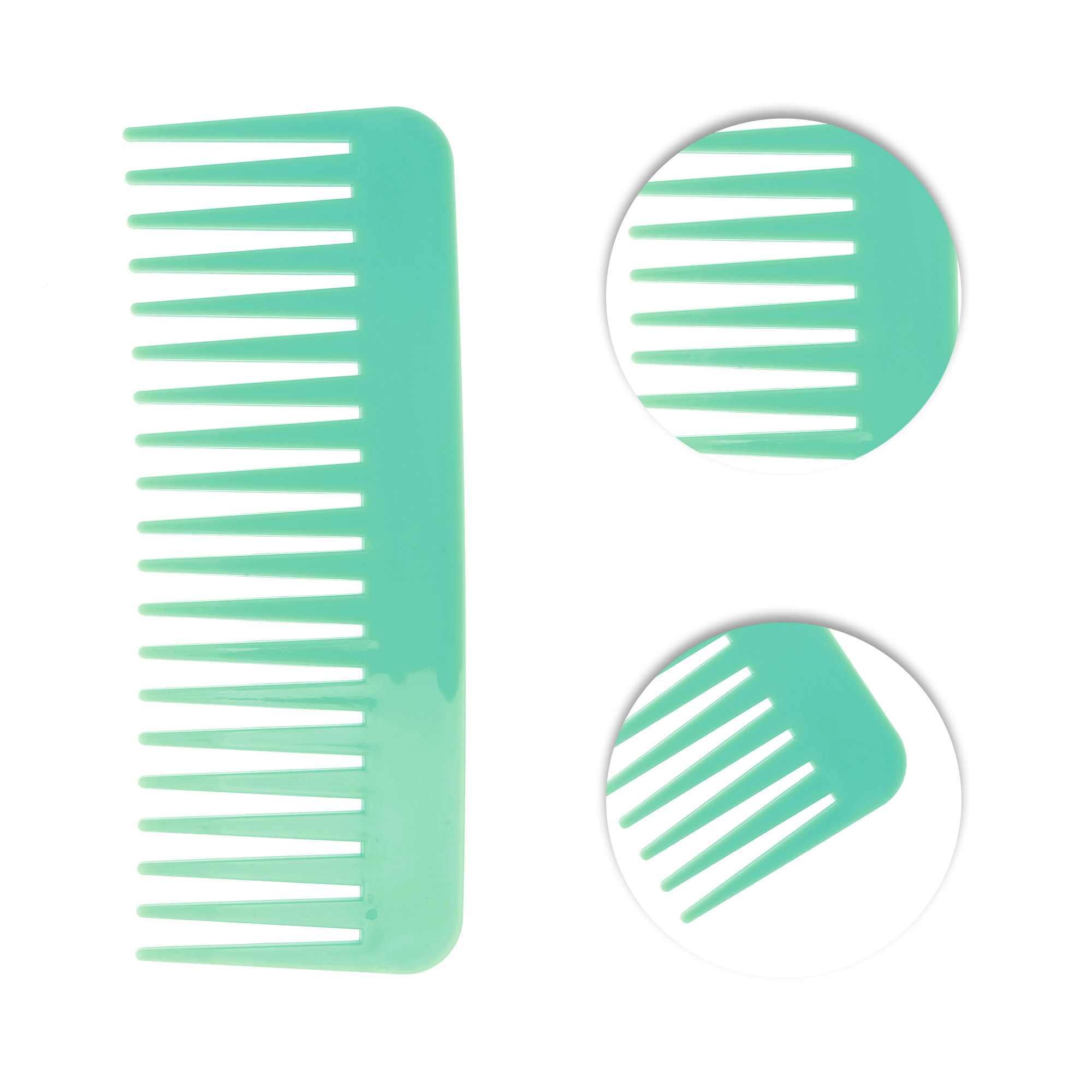 Unique Bargains 1 Pc Flat Style Wide Tooth Comb for Curly Thin Hair Green
