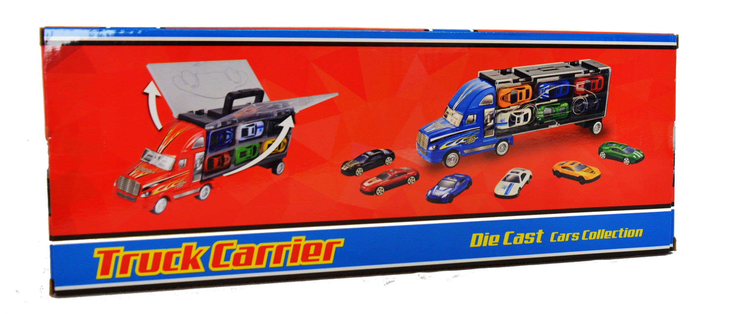 Transport Carrier Truck Toy Car with 6 Die-cast Vehicles Friction Powered Racing Car