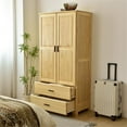 thumbnail image 4 of Better Home Products Pine Wood Closet with Raised Doors and 2-Drawers in Natural, 4 of 8