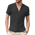 thumbnail image 1 of Camisa Cuello Mao Lino Hombre Casual Manga Corto Slim Fit, 1 of 7
