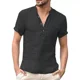 thumbnail image 1 of Camisa Cuello Mao Lino Hombre Casual Manga Corto Slim Fit, 1 of 7