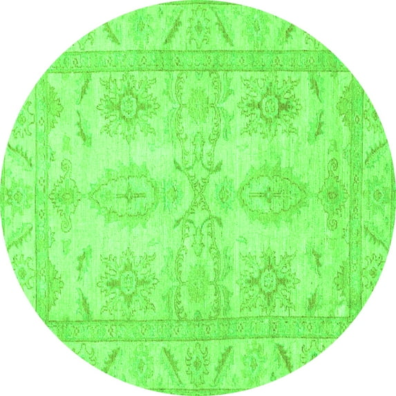 Ahgly Company Indoor Round Oriental Green Traditional Area Rugs, 6' Round