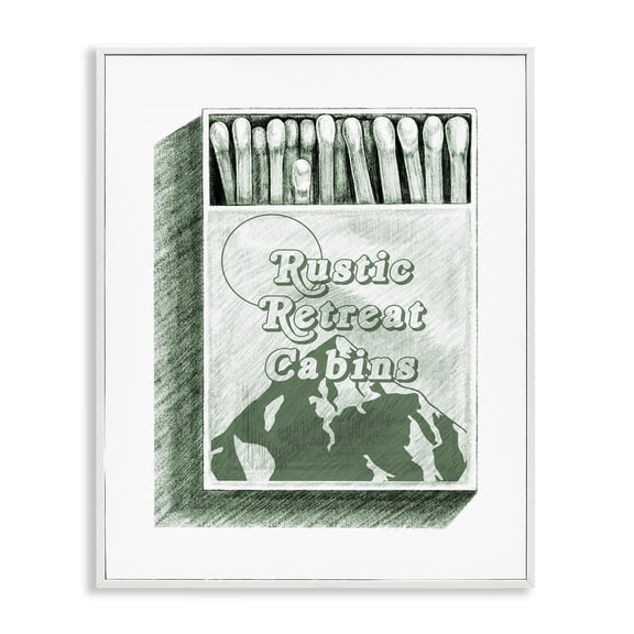 Stupell Industries Farmhouse Rustic Retreat Cabins Matchbook White Framed Giclee Art, 16 x 20, by Lil' Rue