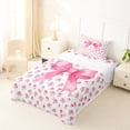 thumbnail image 3 of Erosebridal Pink Watercolor Bow Twin Sheet Sets for Girls, Rose Flower Floral Bedding, 3-Piece, 3 of 6