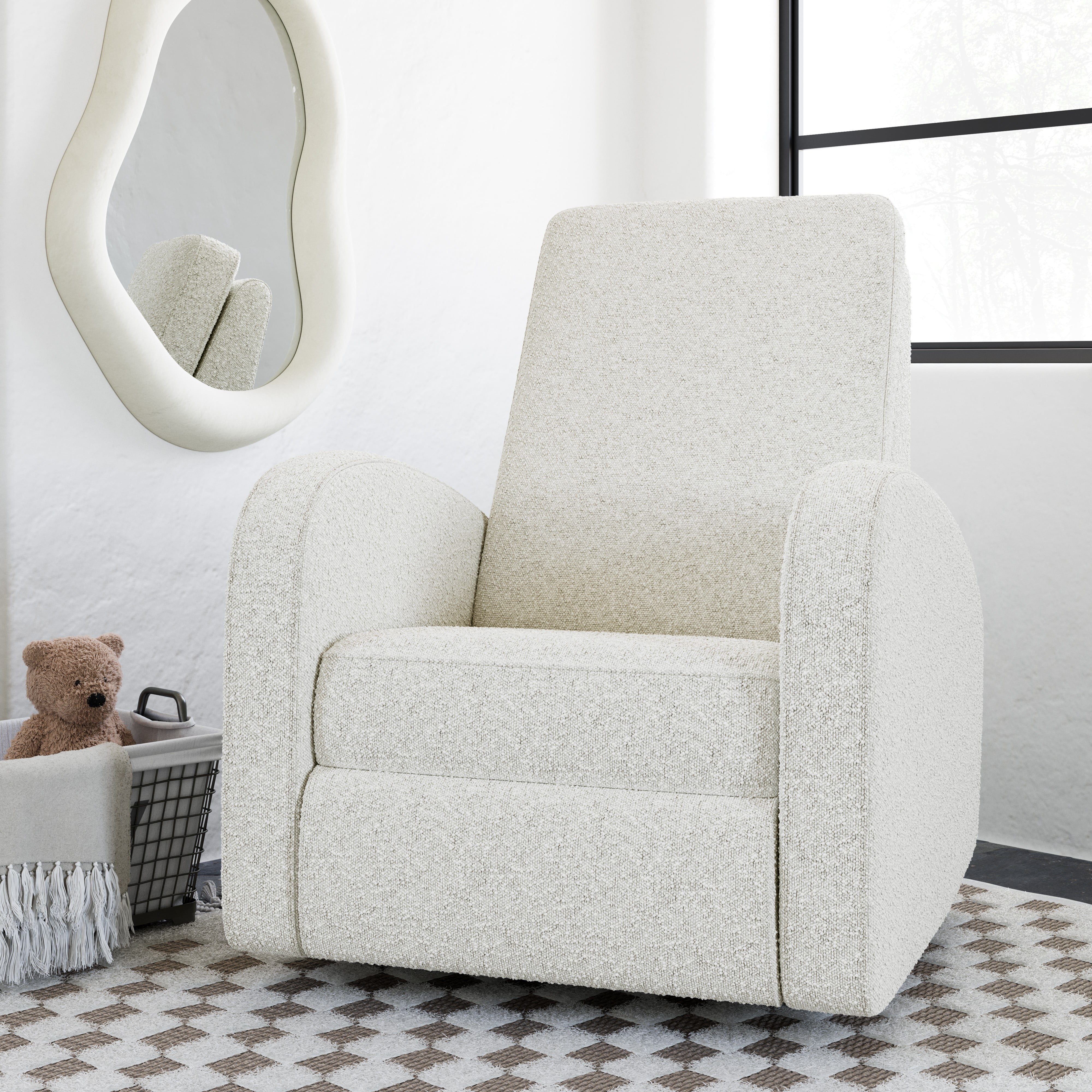 Storkcraft Santa Monica Infant Power Recliner Swivel Glider with USB, Ivory Boucle