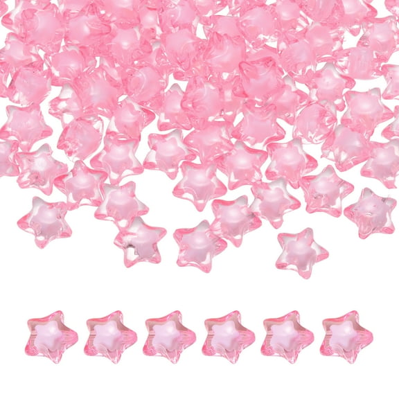 Uxcell 250pcs Acrylic Star Beads, 11mm Star-Shaped Pony Loose Spacer Beads for Bracelets Jewelry Making DIY Crafts, Pink