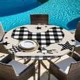 thumbnail image 6 of Chicken Hen Round Tablecloth, Fitted Table Cover with Elastic for 36"-44" Round Tables, Rooster Animals Farmhouse White Black Plaid Vintage Table Cloth Outdoor Dinning Party Waterproof Tablecloths, 6 of 7