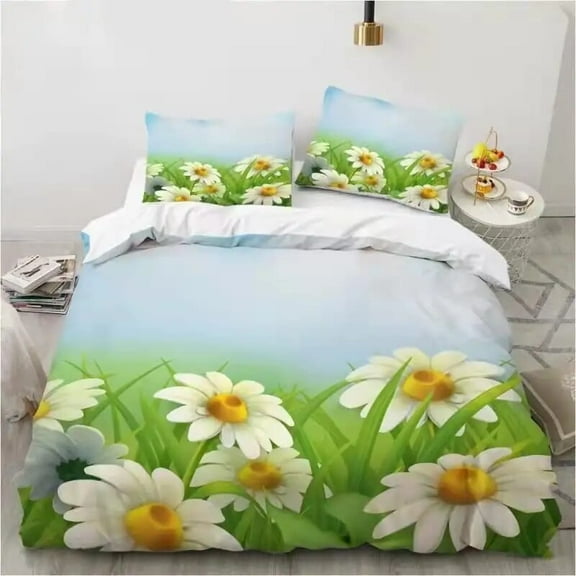 Chrysanthemum Duvet Cover Set Colourful Flower Pattern Polyester Comforter Cover for Kids Bedding Set King Full Size
