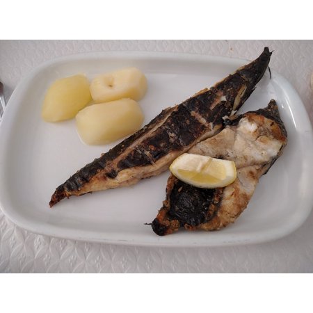 - Peel-n-Stick Poster of Food Fish Lemon Potatoes Grill Dinner Poster 24x16 Adhesive Sticker Poster Print