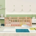 thumbnail image 2 of Gewnee Full Size Toddler Floor Bed,Pine Wood Kids Floor Bed Frame with Fence and Door,Natural, 2 of 8