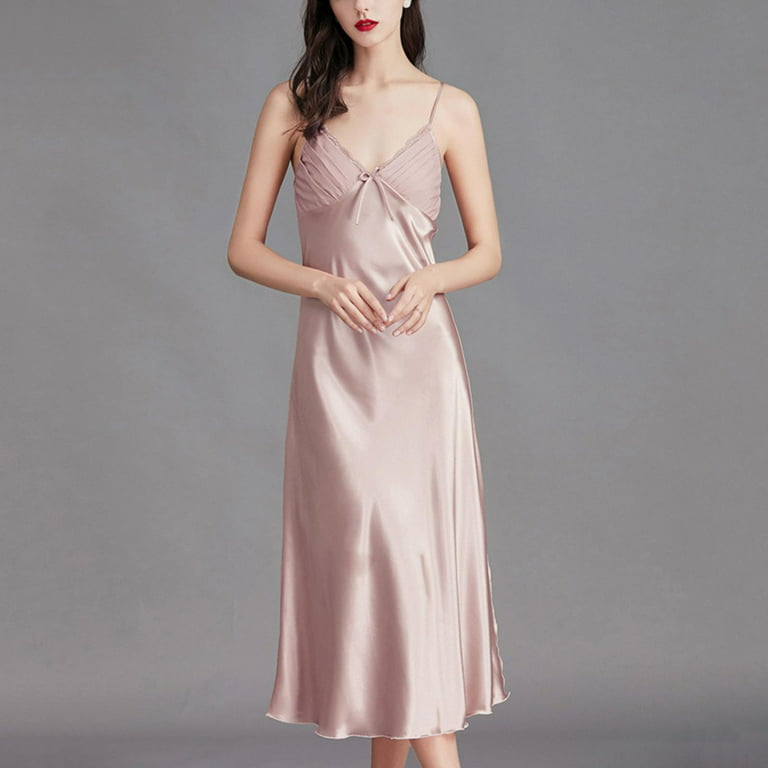 Fashion Pink Sleeping Wear Sets Women Robe Ice Silk Nightdress Pajama Set  Plus Size