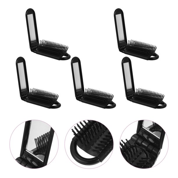Nestingho 5Ud Peines Para Peinado Portátiles Plegables Con Espejo Negro De Ergonómico