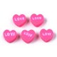 thumbnail image 1 of Handmade Polymer Clay Beads Heart with Word Love Hot Pink 8~8.5x9~9.5x4.5mm Hole: 1.8mm, 1 of 3
