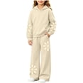 thumbnail image 2 of Nekdswn Girls 2 Piece Outfits Floral Print Hoodie and Straight Leg Pants Sports Sets for Kids Fall Fashion Fleece Lined Sweatsuits Size 2-16 Years, 2 of 7