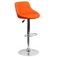 thumbnail image 1 of Contemporary Orange Vinyl Bucket Seat Adjustable Height Barstool with Diamond Pattern Back and Chrome Base, 1 of 9