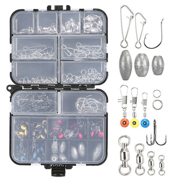Labymos 256pcs Fishing Accessories Kit Crank Hooks Weights Swivels Snaps  Connectors Beads Fishing Tackle Box Set