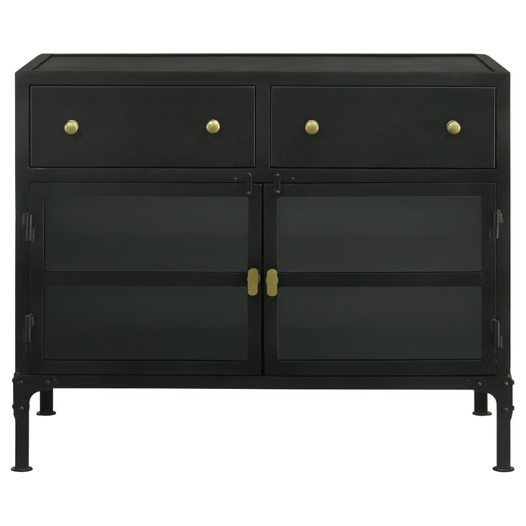 Coaster Sadler 2 Drawer Accent Cabinet with Glass Doors Black