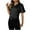 Black T-shirt for women, variant on Women's Business Casual Tops Summer Elegant Satin Silk Short Sleeve Shirts V Neck Chiffon Work Business Blouses Black M