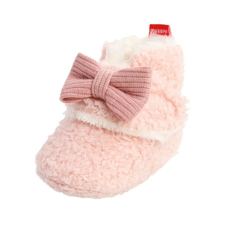 

Baby Bowknot Toddler Shoes Winter Baby Boots Indoor Soft soled Toddler Shoes Plush Warm Baby Cotton Shoes