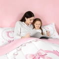 thumbnail image 5 of meiyoeat Pink Monogram Bow 7 Pieces Full Size Bedding Sets For Kids,Girls Ribbon Bowknot Letter C Full Size Bed in a Bag Bowtie Lovers,Pink Reversible, 5 of 7