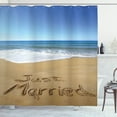 thumbnail image 1 of Ambesonne Beach Shower Curtain, Just Married on Sand, 69"Wx70"L, Blue Brown White, 1 of 3