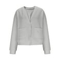 thumbnail image 6 of YueHuiYing Women's 2 Piece Outfits Lapel Long Sleeve Sweatshirt Wide Leg Pants Matching Tracksuit Sets, 6 of 9