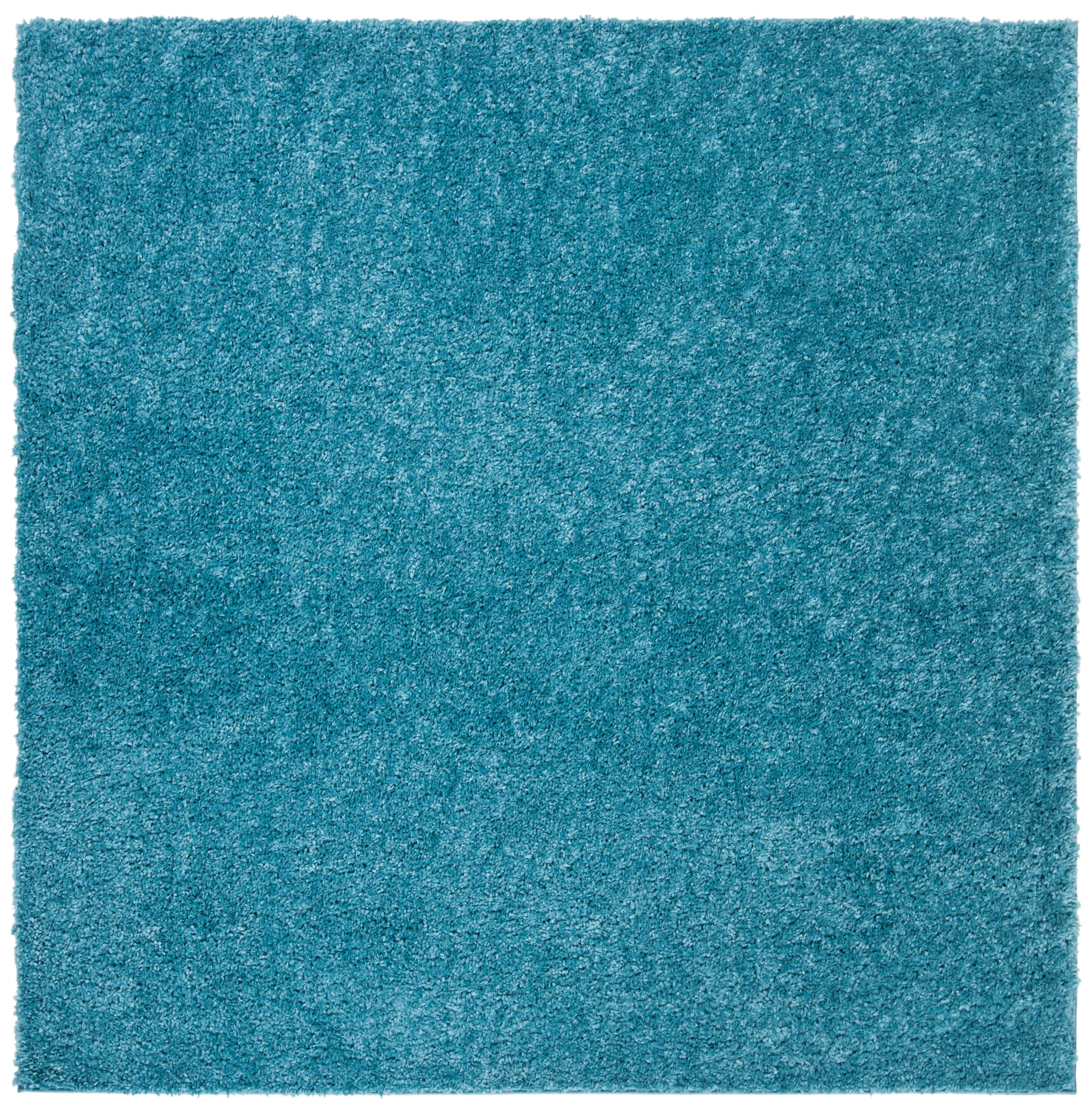 SAFAVIEH August Carlene Solid Plush Shag Area Rug, Turquoise, 5' x 5' Square - Modern Design, Turquoise, Non-Shedding & Easy Cleaning, Ultra Plush Thick Pile, Ideal for Living Room, Bedroom