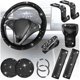 thumbnail image 1 of wonima02 11PCS/Set Bling Car Accessories Set for Women, Rhinestone Vehicle Steering Wheel Cover Seat Belt Cushion Gear Shift Protector Cup Holder Coaster, Universal Automotive Accessories (Black), 1 of 1