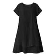 thumbnail image 4 of Afdoent Women's Dresses Everyday Casual Dress Loose Fit Short Sleeve Solid Color Layered Neck Midi Dress For Comfort Travel Outfits, 4 of 6